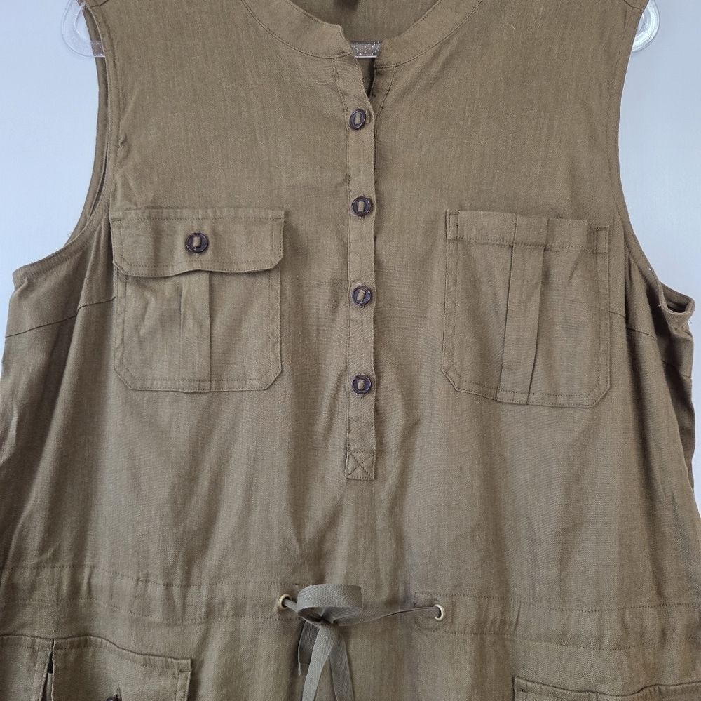 LAUREN RALPH LAUREN Linen Green Midi Dress Extra Large - Picture 2 of 4